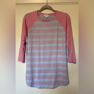LuLaRoe Blue and Pink Striped Randy